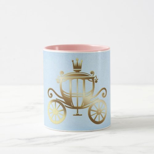Elegant Gold Carriage Blue Storybook Princess Mug