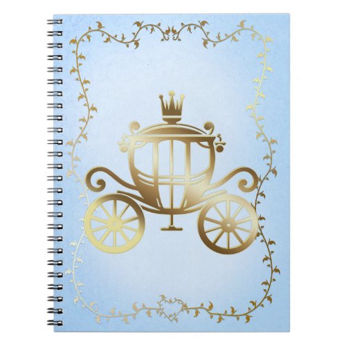 Elegant Gold Carriage Blue Storybook Princess Notebook