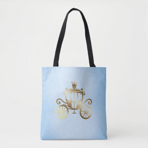 Elegant Gold Carriage Blue Storybook Princess Tote Bag