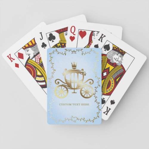 Elegant Gold Carriage Blue Storybook Royal Playing Cards