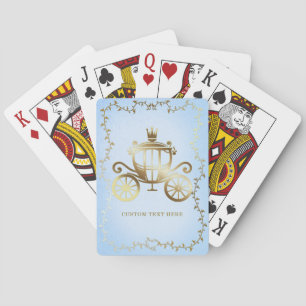 Elegant Gold Carriage Blue Storybook Royal Poker Cards