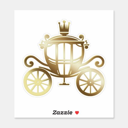 Elegant Gold Carriage Blue Storybook Royal Sticker