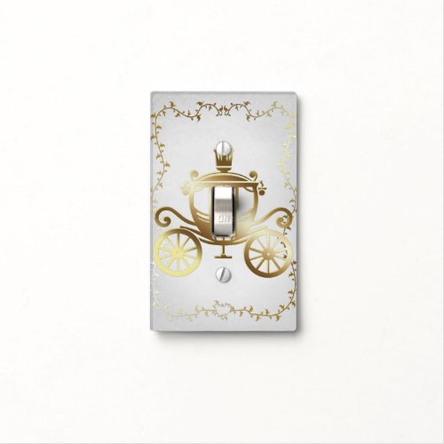 Elegant Gold Carriage White Storybook Personalized Light Switch Cover