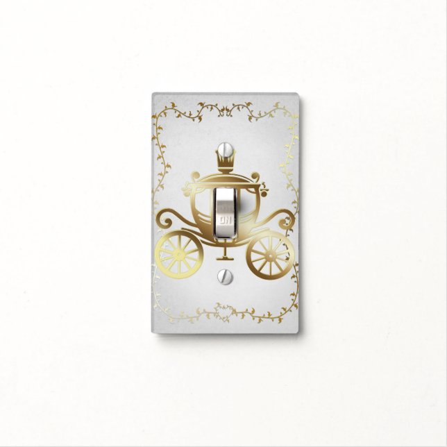 Elegant Gold Carriage White Storybook Personalized Light Switch Cover (In Situ)