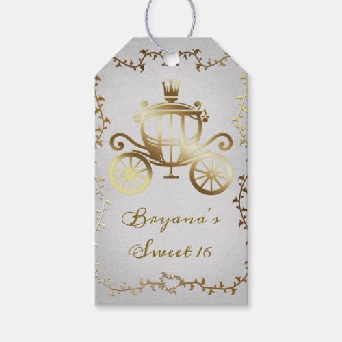 Elegant Gold Carriage White Storybook Royal Gift Tags