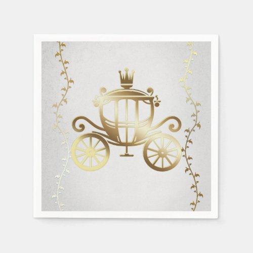Elegant Gold Carriage White Storybook Royal Napkins