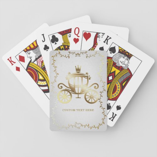 Elegant Gold Carriage White Storybook Royal Playing Cards