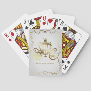 Elegant Gold Carriage White Storybook Royal Poker Cards