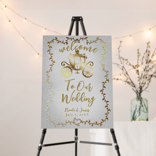Elegant Gold Carriage White Storybook Welcome  Foam Board