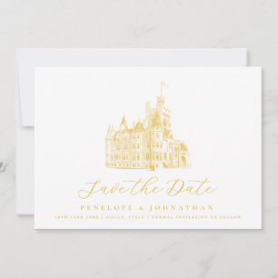 Elegant Gold Castle Destination Wedding Save The Date