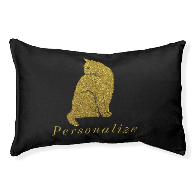 Elegant Gold Cat Feline Personalized Dog Cat Pet Bed (Front)