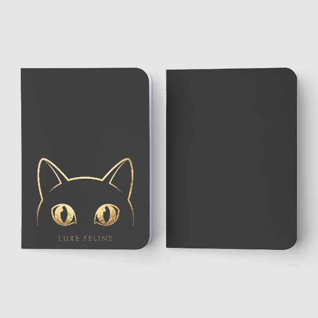 Elegant Gold Cat Foil Pocket Notebook (Front)
