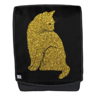 Elegant Gold Cat Golden Feline Backpack