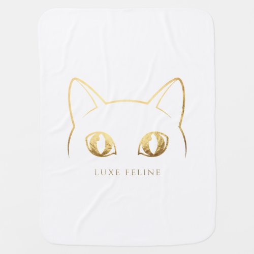 Elegant Gold Cat Line Art Baby Blanket