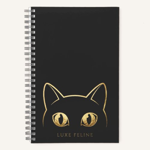 Elegant Gold Cat Line Art Spiral Notebook