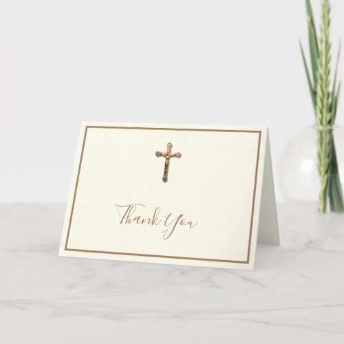 Elegant Gold Catholic Crucifix Religious Thank You