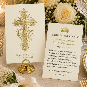 Elegant Gold Catholic Wedding Prayer Card