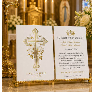 Elegant Gold Catholic Wedding Prayer Card