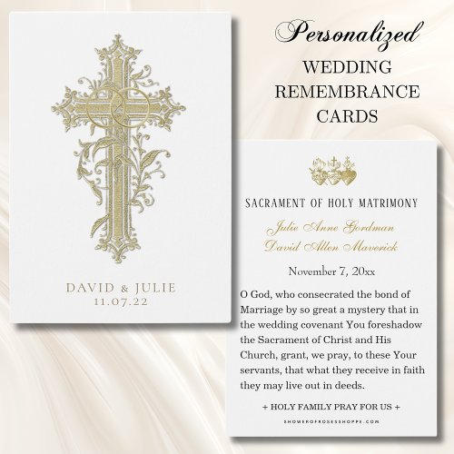 Elegant Gold Catholic Wedding Prayer Card