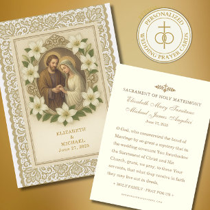 Elegant Gold Catholic Wedding Prayer Card