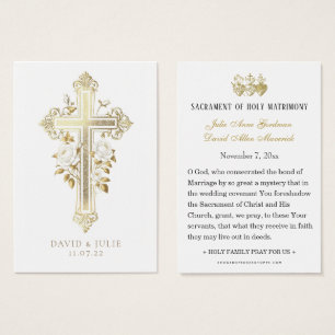 Elegant Gold Catholic Wedding Prayer Card