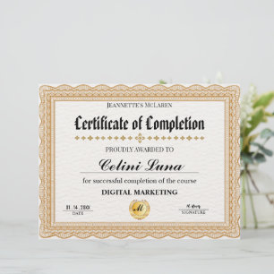 Elegant Gold Certificate of Completion – Modern