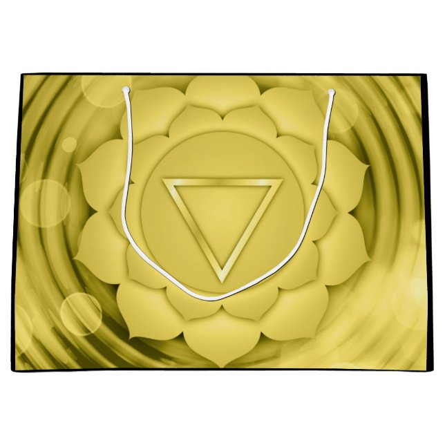 Elegant Gold Chakra Zen Yoga Spiritual Meditation Large Gift Bag (Front)