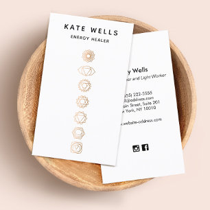 Elegant Gold Chakras Reiki Practitioner Business Card