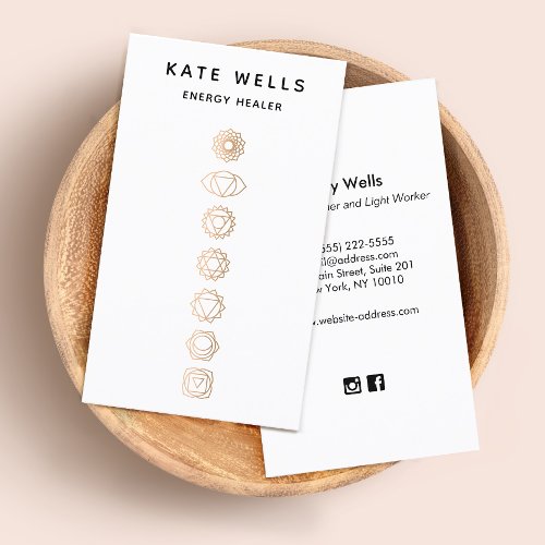 Elegant Gold Chakras Reiki Practitioner Business Card