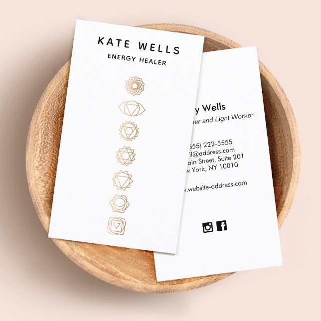 Elegant Gold Chakras Reiki Practitioner Business Card (Creator Uploaded)