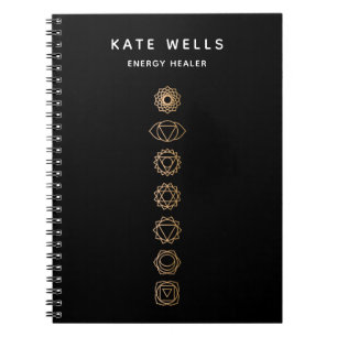 Elegant Gold Chakras Spiritual Energy Healer Notebook
