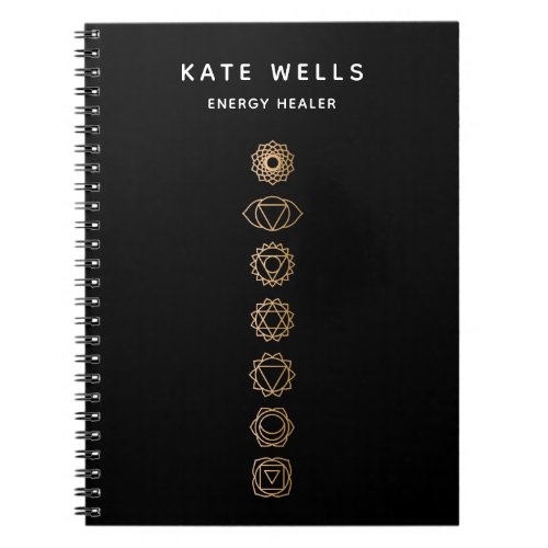 Elegant Gold Chakras Spiritual Energy Healer Notebook