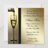 Elegant Gold Champagne 50th Birthday Party Invitation (Back)