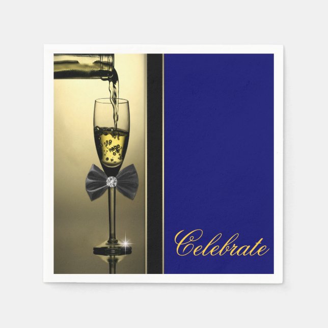 Elegant Gold Champagne Napkins (Front)