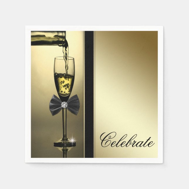 Elegant Gold Champagne Paper Napkins (Front)