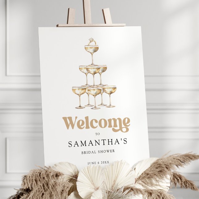Elegant Gold Champagne Retro Bridal Shower Welcome Foam Board (Creator Uploaded)