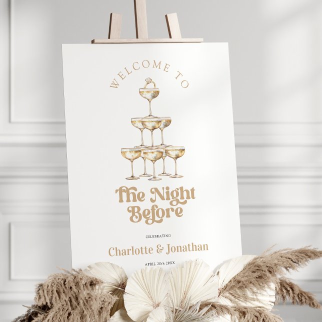 Elegant Gold Champagne Retro Rehearsal Dinner Sign (Creator Uploaded)