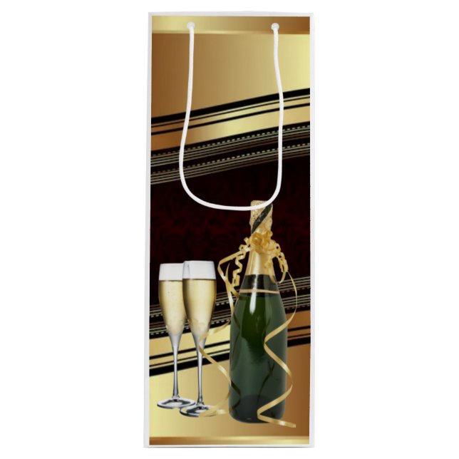 Elegant Gold Champagne/Wine Gift Bag  (Front)