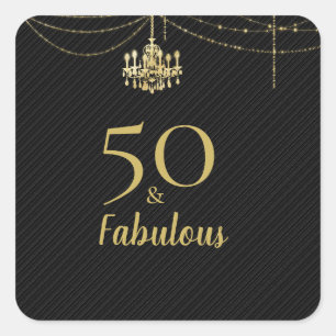 Elegant Gold Chandelier Black 50 & Fabulous Square Sticker