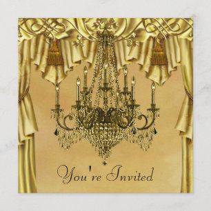 Elegant Gold Chandelier Gold Party Invitation