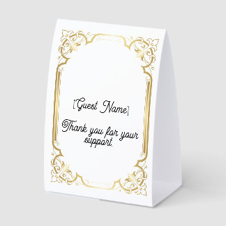 Elegant Gold Charity Fundraiser Table Tent Place