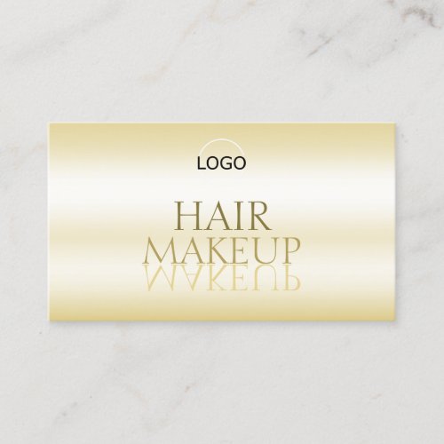 Elegant Gold Chic Mirror Font with Logo Stylish Business Card