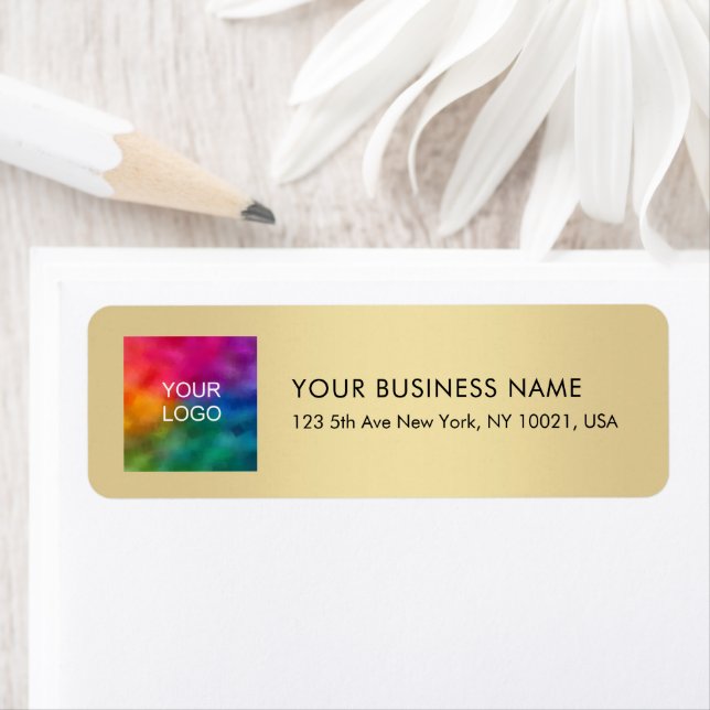 Elegant Gold Chic Typography Upload Your Logo Label (Insitu)