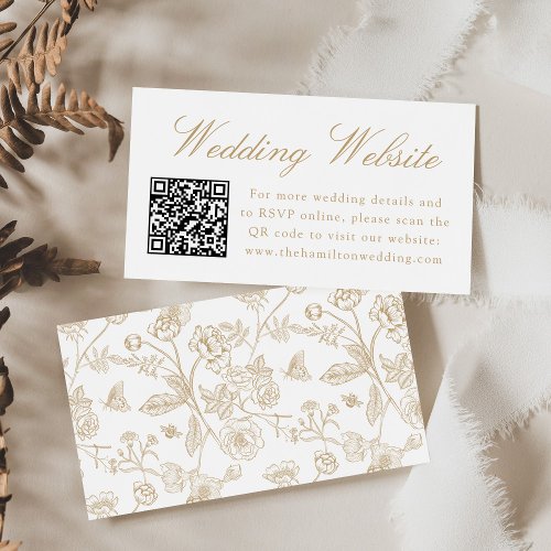 Elegant Gold Chinoiserie Wedding Website QR Code Enclosure Card