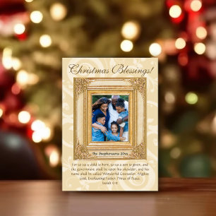 Elegant Gold Christian Bible Verse Photo Holiday Card