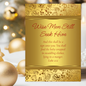 Elegant Gold Christian Christmas  Holiday Card by decembermorning at Zazzle
