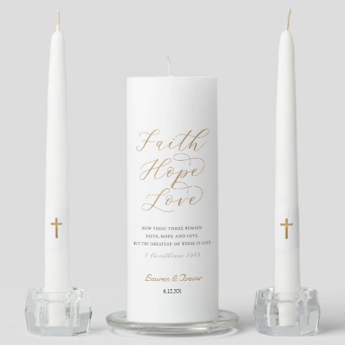 Elegant Gold Christian Wedding Unity Candle Set