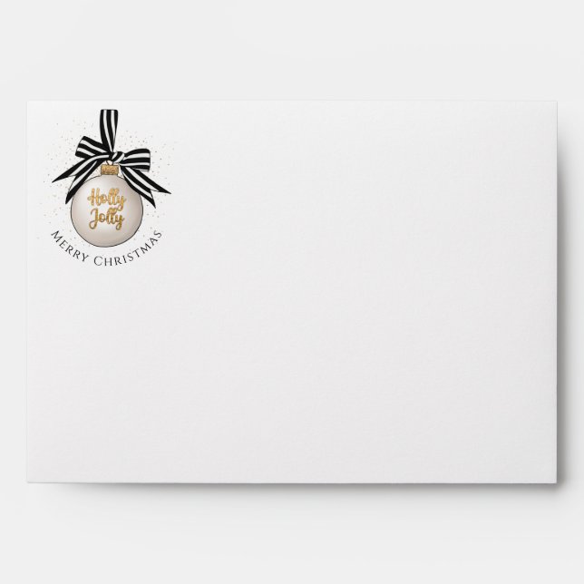 Elegant Gold Christmas Bauble Return Address Envelope (Front)