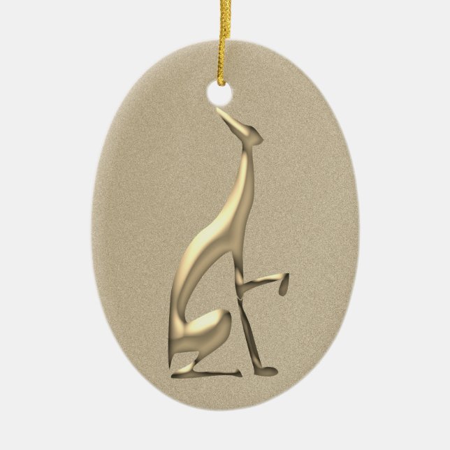 Elegant Gold Christmas Ceramic Ornament (Front)