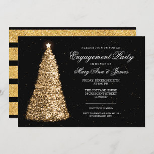 Elegant Gold Christmas Engagement Party Invitation